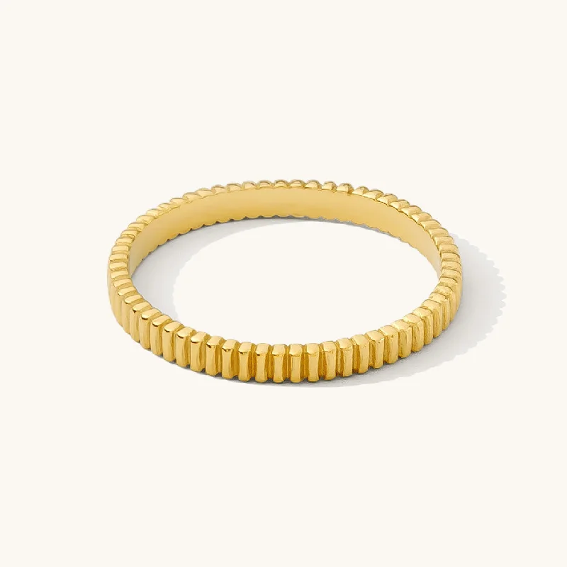 women's art deco necklaces -Ribbed Stacking Ring