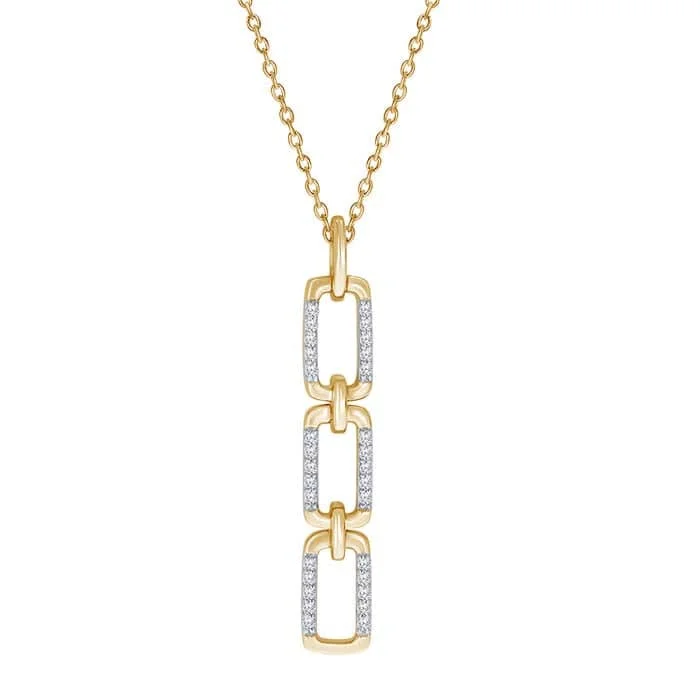 women's simple gold necklaces -Mountz Collection Diamond Paperclip Link Pendant Necklace in 14K Yellow Gold