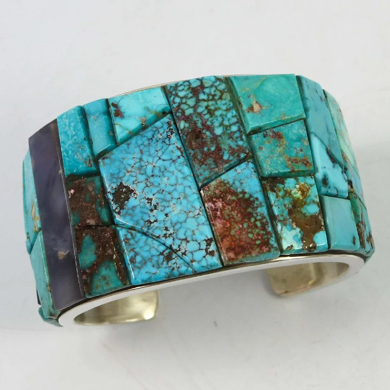 women's inspirational bangles -Multi-Stone Inlay Cuff