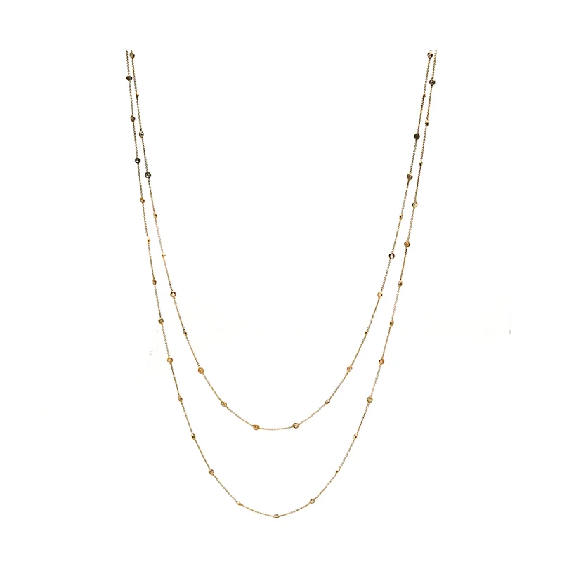 women's diamond-studded necklaces -Yellow Diamonds Necklace In 18K Rose Gold