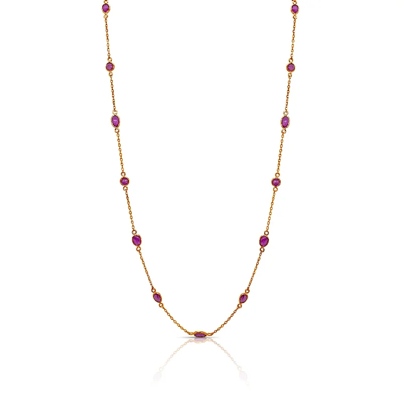 women's geometric necklaces -Ruby Station Necklace In 18K YG