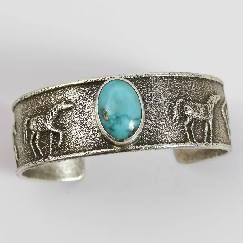 women's stackable bracelets -Kingman Turquoise Cuff