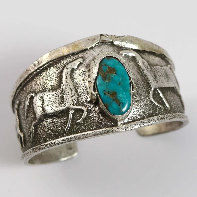 women's modern bangles -Turquoise Horse Cuff