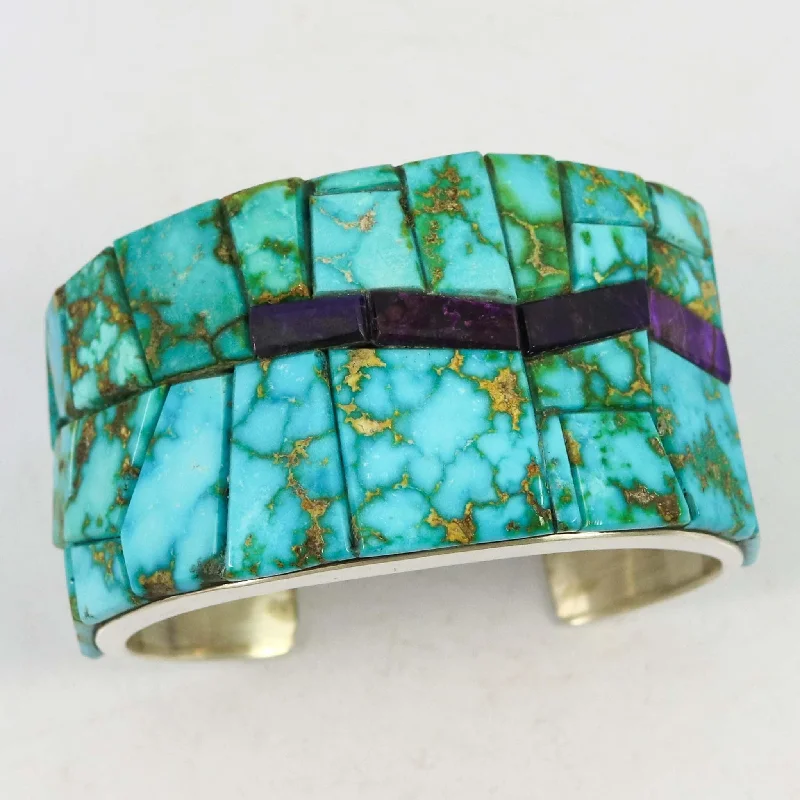 women's stackable bracelets -Turquoise and Sugilite Cuff