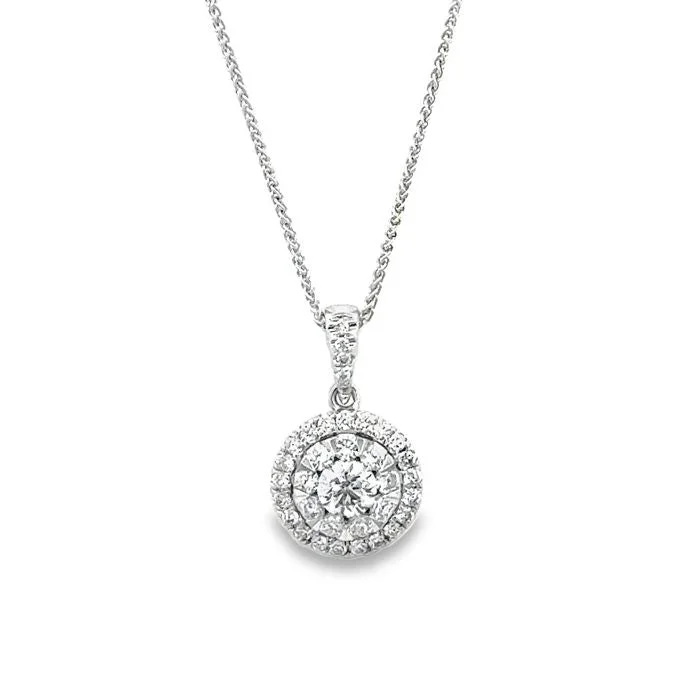 women's custom necklaces -Mountz Collection 1/2CTW Round Diamond Cluster Pendant Necklace in 14K White Gold