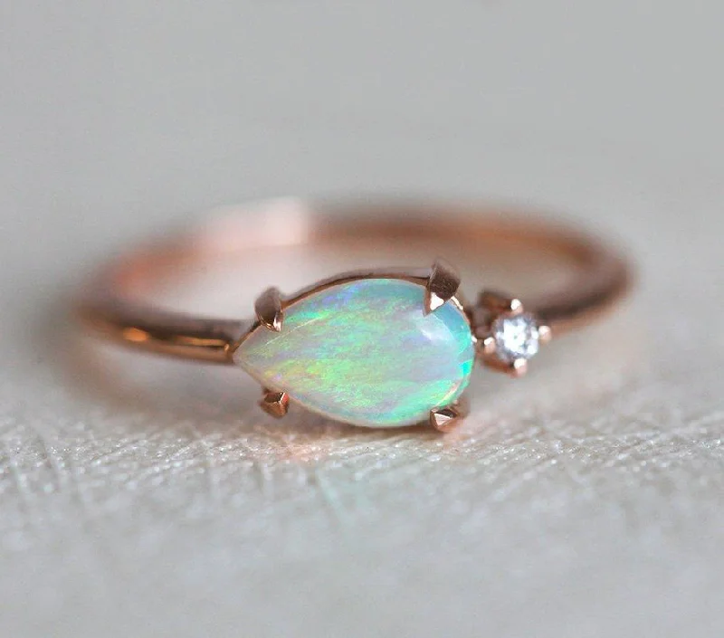 women's vintage style necklaces -Pamela Pear Opal Ring