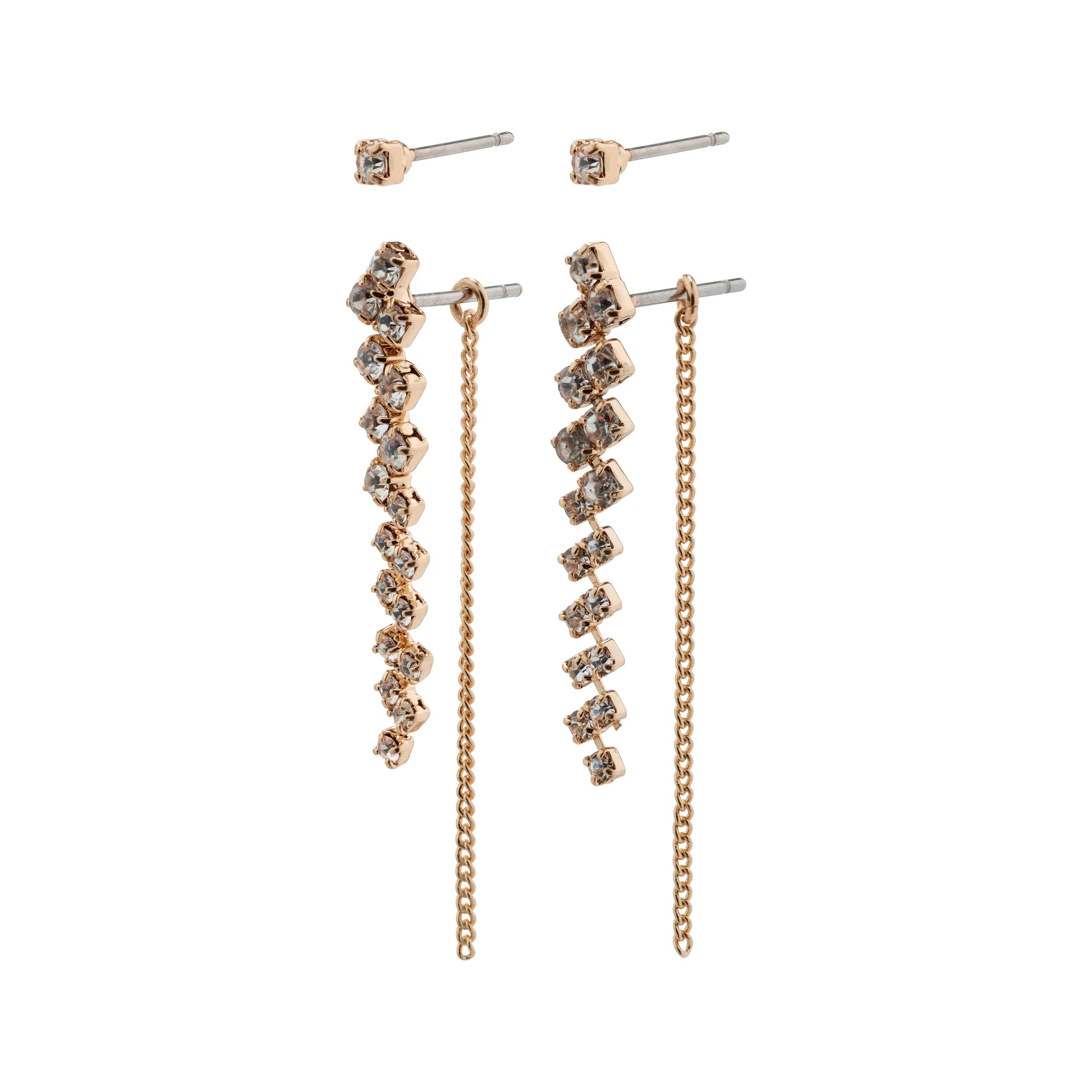 women's long earrings -Jolene Rose Gold Plated Crystal Earring Set