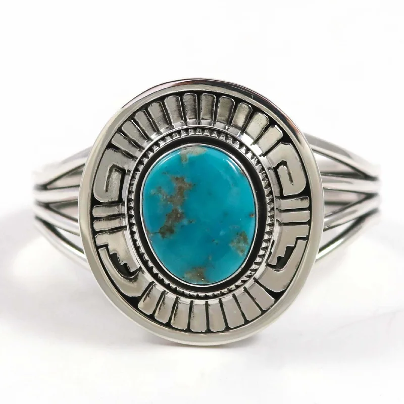 women's bangles for gift -Blue Gem Turquoise Cuff