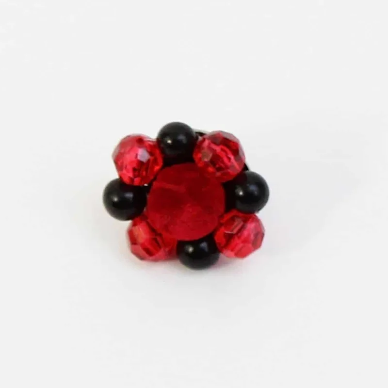 women's men's rings -Red Velvet Beaded Ring