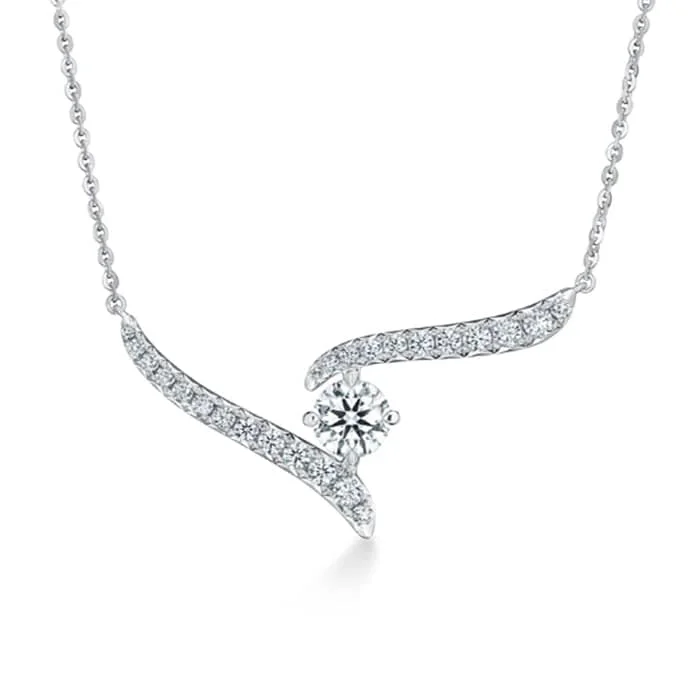 women's vintage necklaces -Hearts On Fire 18" 1.0CTW VELA Crossover Pendant Necklace in 18K White Gold