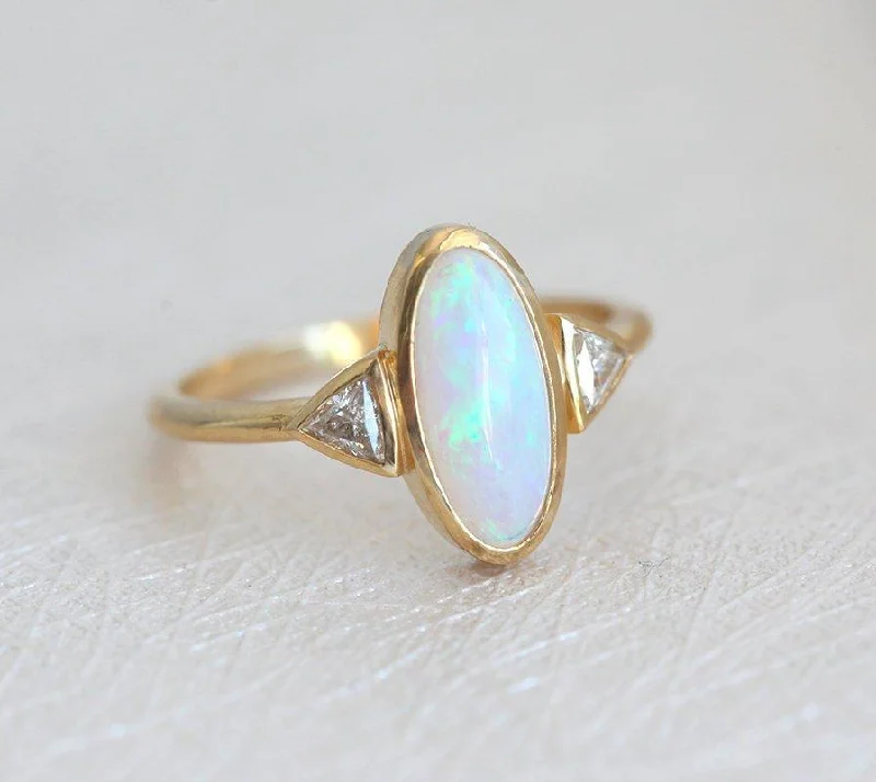 women's minimalist gold necklaces -Montserrat Oval Opal Ring