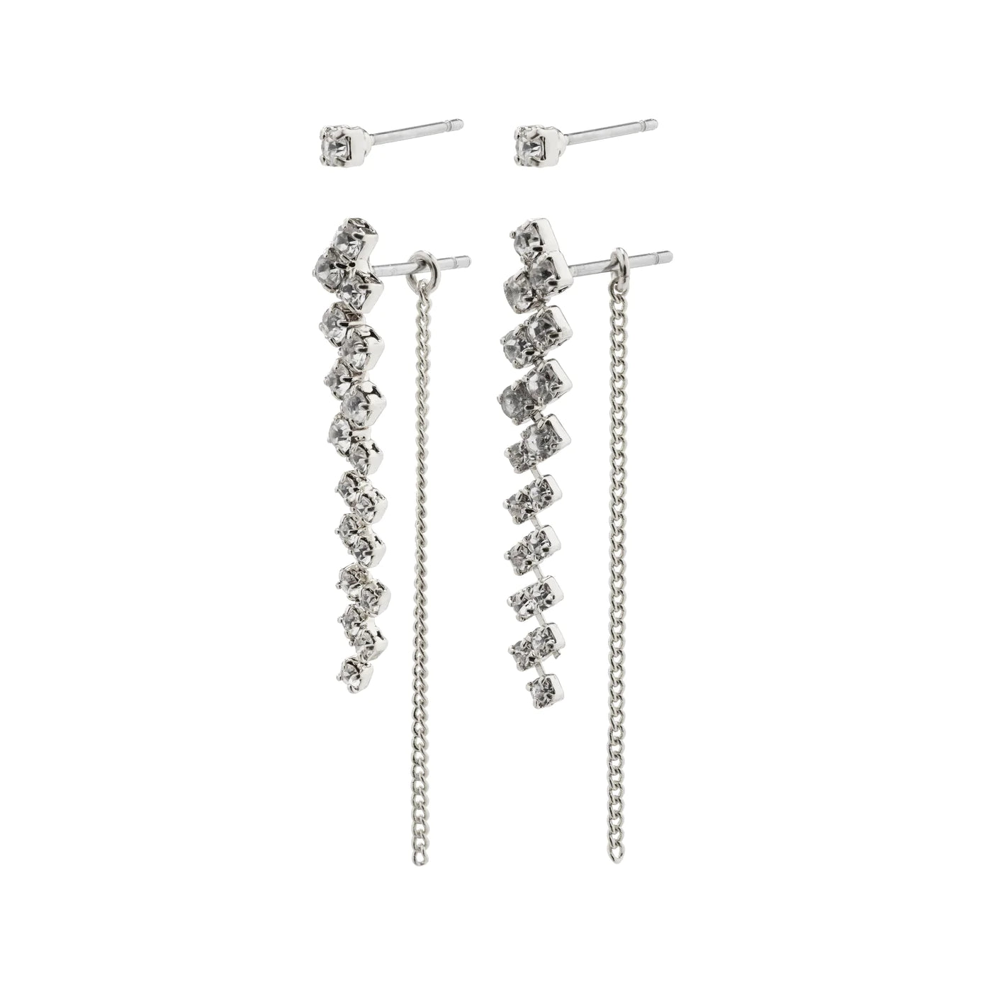 women's boho earrings -Jolene Silver Plated Crystal Earring Set