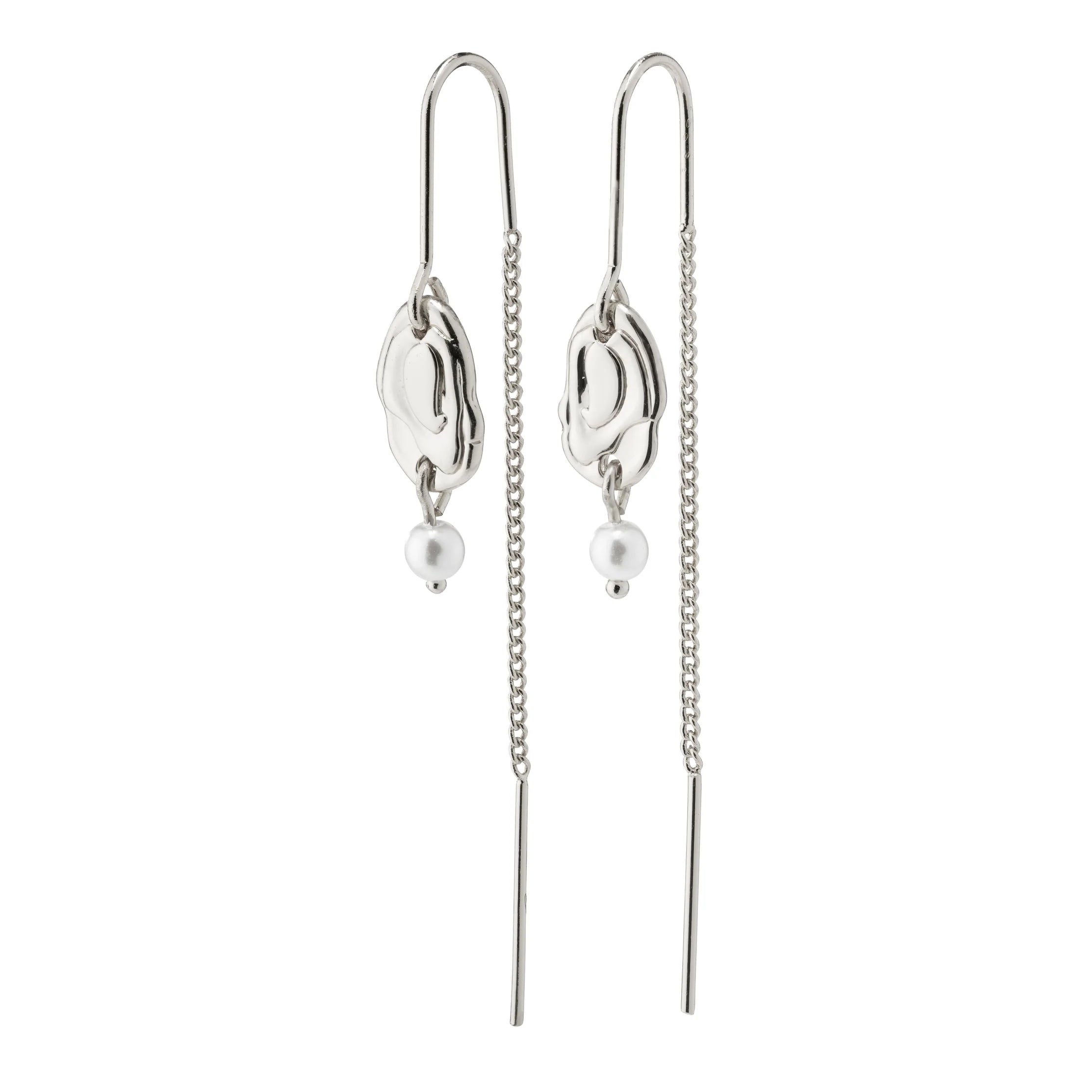 women's teardrop earrings -Emilie Silver Plated Pull Through Earrings