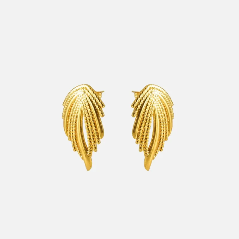 women's chic earrings -Geometric Feather Stud Earrings