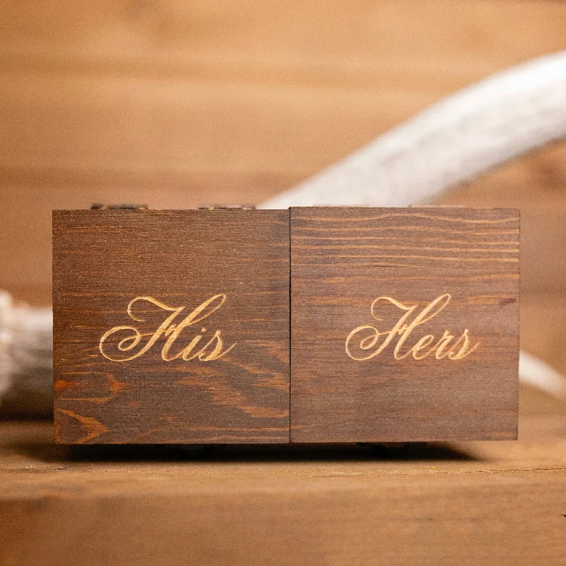 women's chunky rings -His & Hers - Wedding Ring Box (Pine)