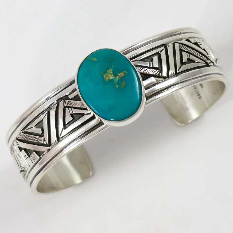 women's adjustable bangles -Kings Manassa Turquoise Cuff