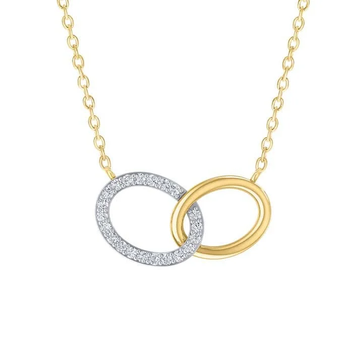 women's sterling silver necklaces -Mountz Collection Diamond Oval Link Pendant Necklace in 14K Yellow Gold