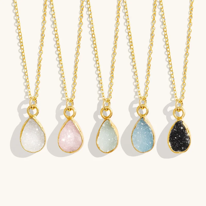 women's delicate necklaces -Teardrop Druzy Necklace