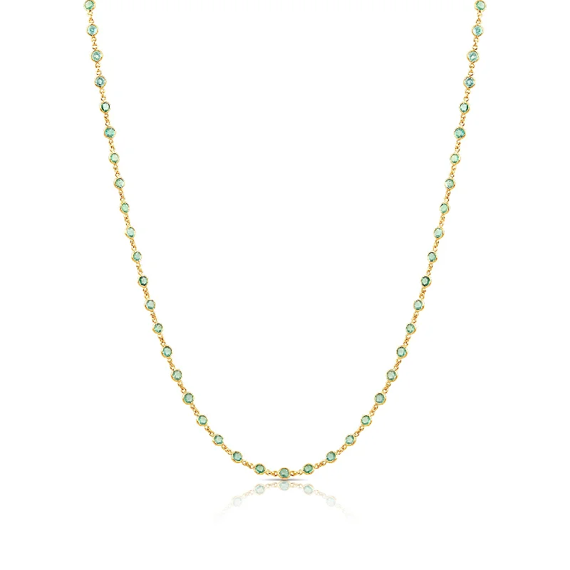 women's dainty necklaces -Emerald Round Necklace In 18K Yellow Gold