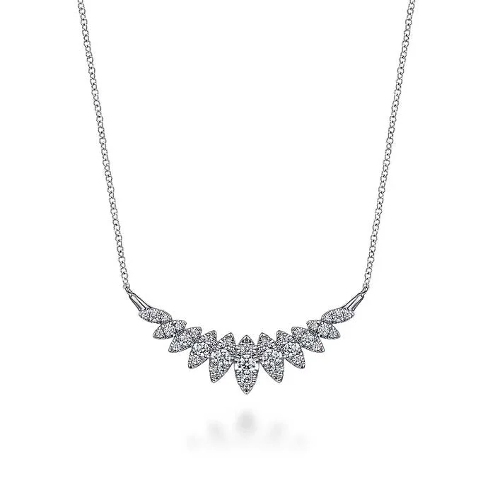 women's vintage necklaces -Gabriel & Co. Lasso Collection Diamond Marquise Bar Necklace in 14K White Gold