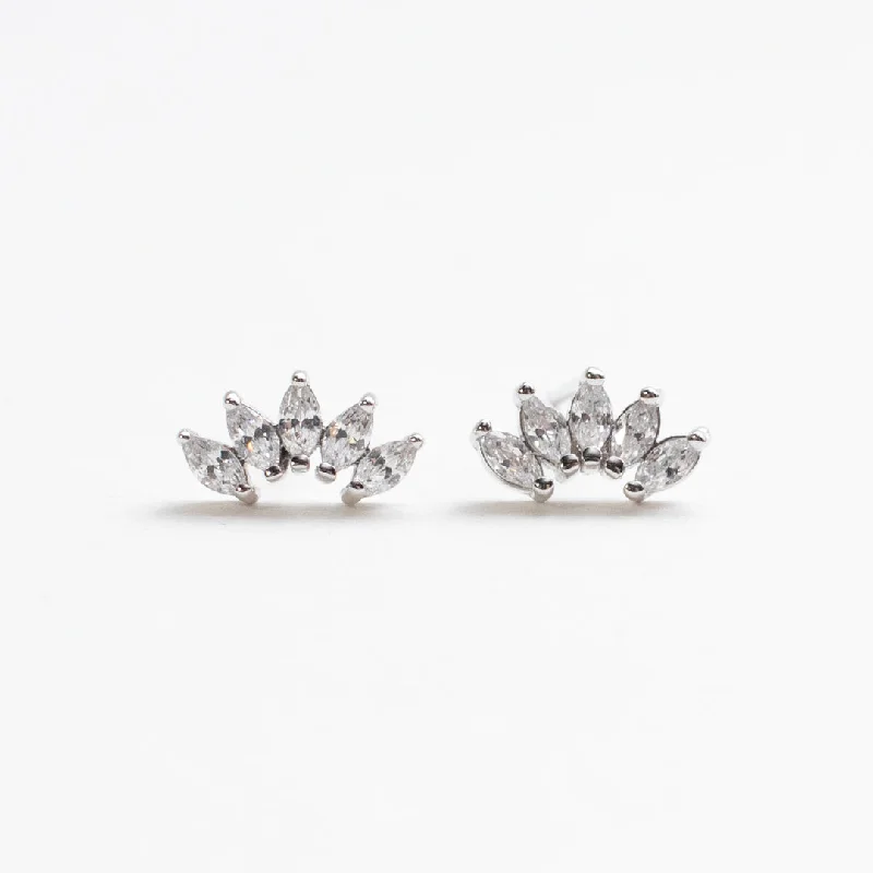 women's birthday earrings -Marquise Halves Studs