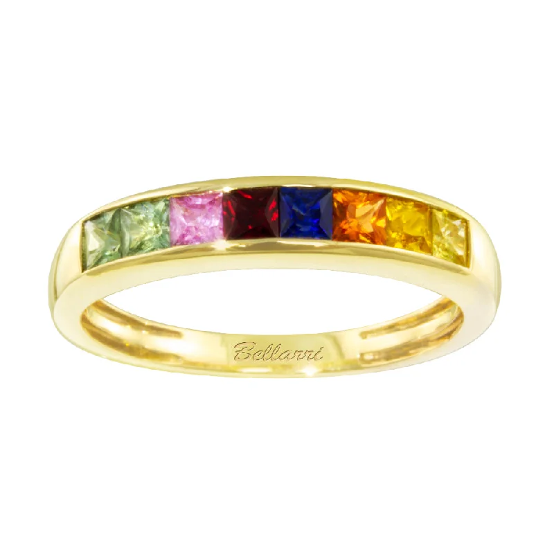 women's luxury rings -Bellarri 14k Gold Multi-Color Sapphire Ring