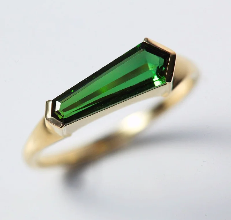 women's designer necklaces -Gianna Modern Green Tourmaline Shield Ring