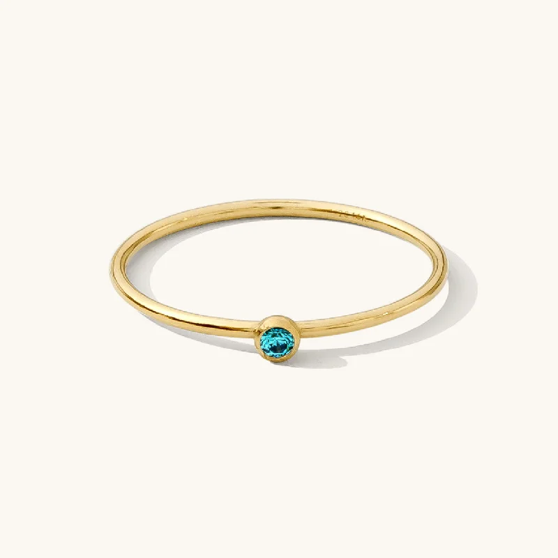 women's minimalist gold necklaces -December Birthstone Ring (Blue Topaz)