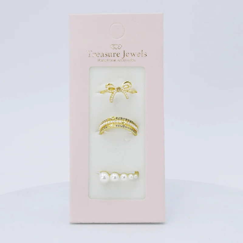 women's vintage-inspired rings -Divine Pearl Ring Set G13