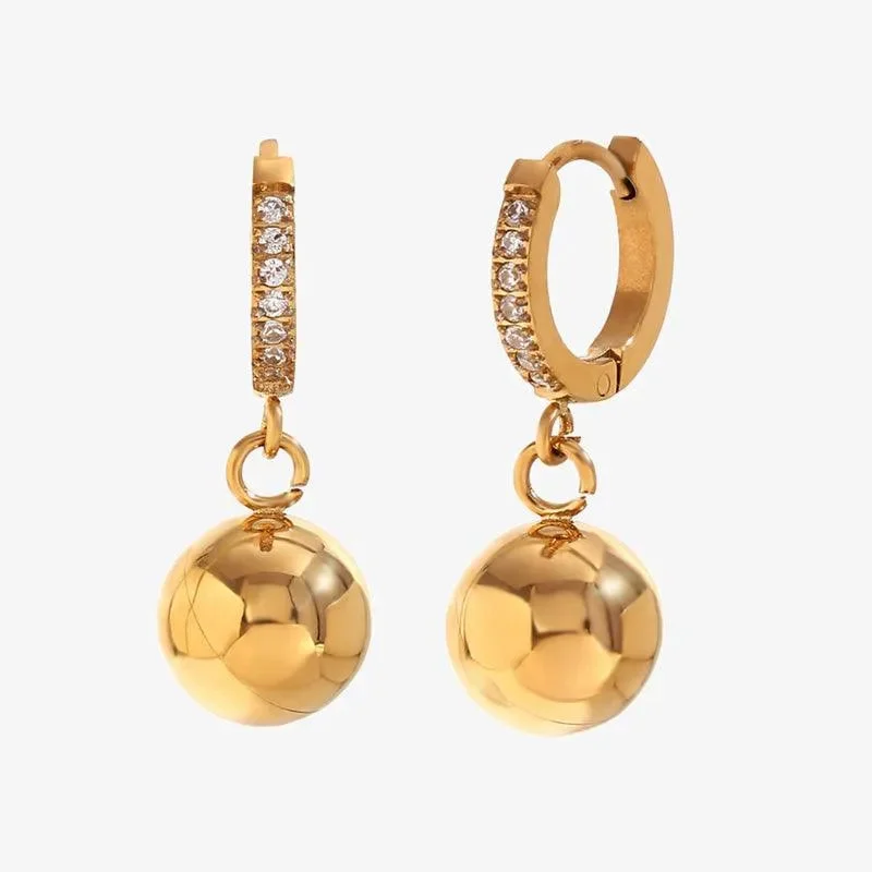 women's modern design earrings -Gold-Plated Star and Sphere Drop Earrings-Hypoallergenic Fashion Earrings