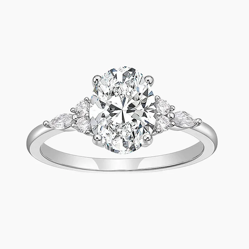 women's bold statement rings -Marquise Oval Eternity Wedding Ring in Sterling Silver