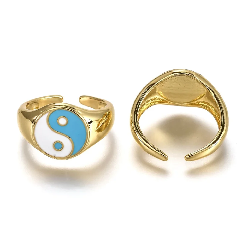 women's bold statement rings -Electric Blue Ying Yang Ring