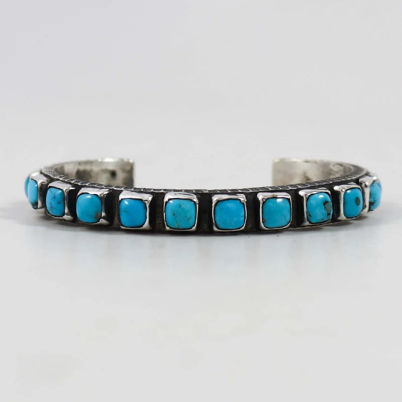 women's custom name bangles -Kingman Turquoise Cuff