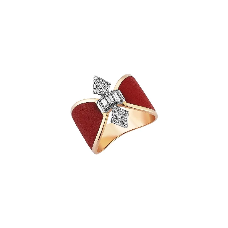 women's oval-cut engagement rings -Crown Claret Red Ceramic Ring