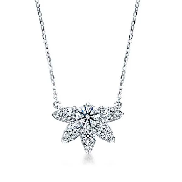 women's fashion necklaces -Hearts On Fire Aerial Sunburst Pendant Necklace in 18K White Gold