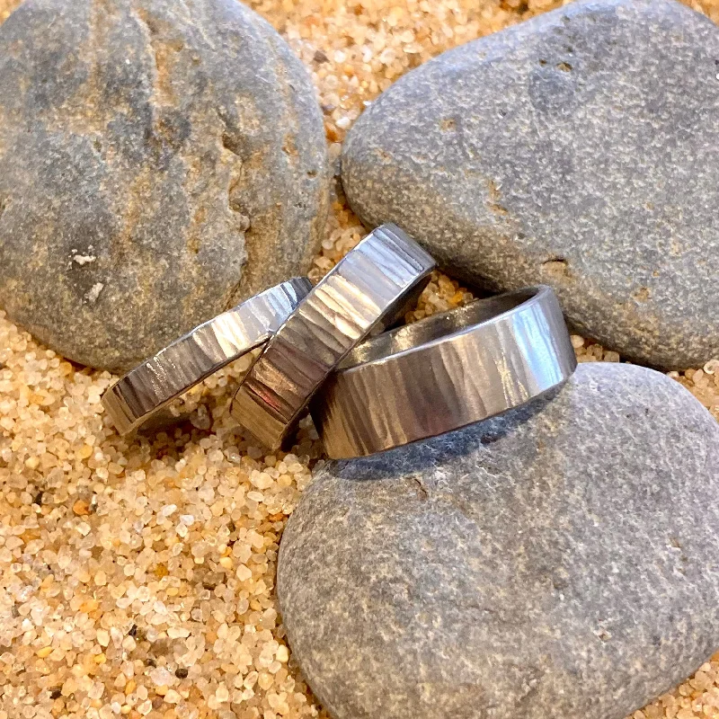 women's eternity rings -Hammered Niobium Rings