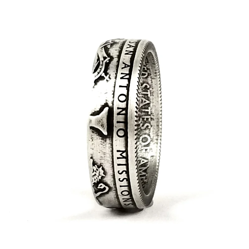 women's gemstone wedding rings -99.9% Fine Silver San Antonio Missions National Park Quarter Ring