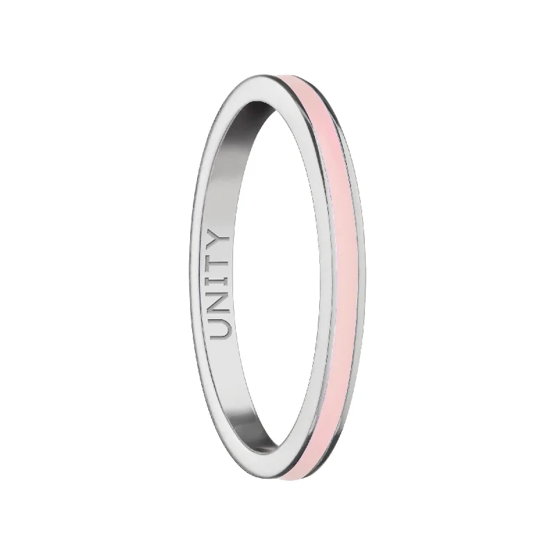 women's gemstone rings -Pink "Unity" Poesy Stackable Ring