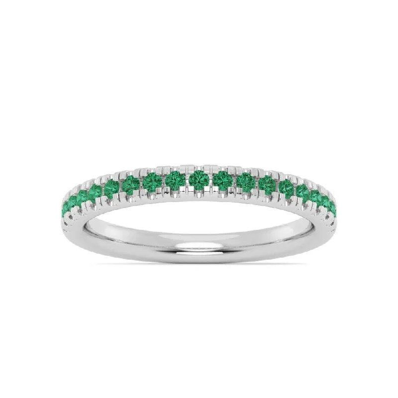 women's emerald rings -Smyth Jewelers Stackable Pavé Emerald Ring