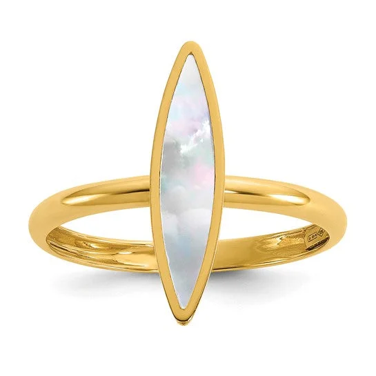 women's eternity bands -14K Yellow Gold Mother of Pearl Ring