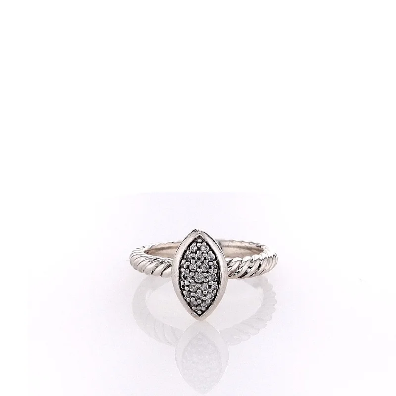 women's classic engagement rings -Estate David Yurman Sterling Diamond Marquise Design Ring