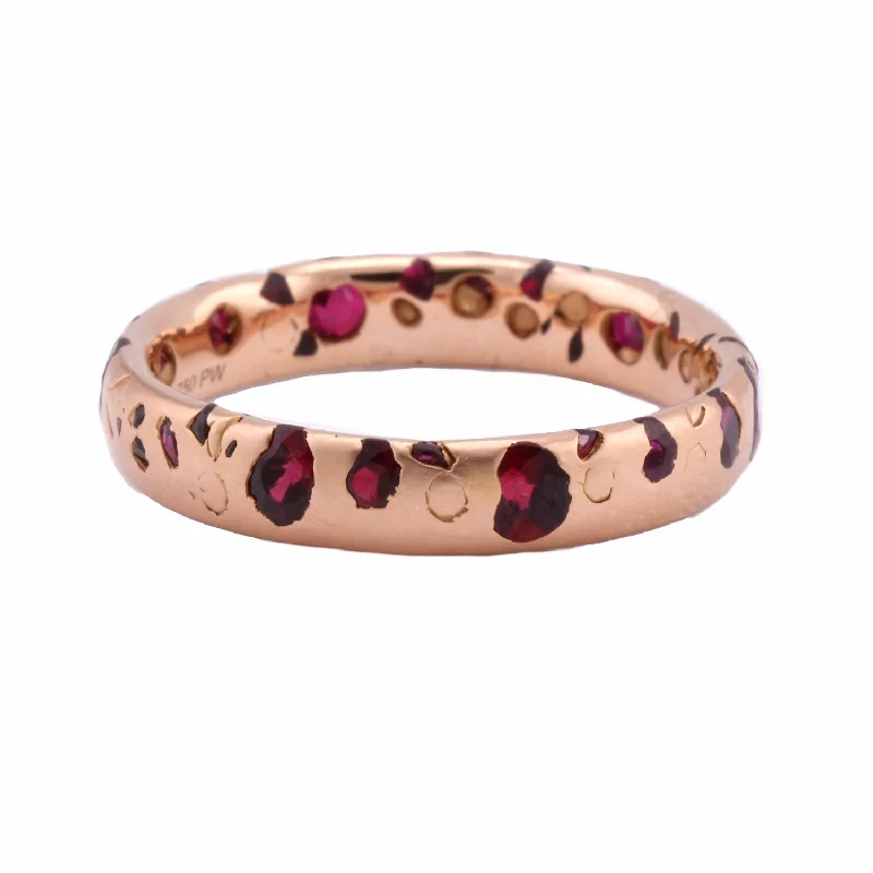 women's minimalist gold rings -Rose Gold Ruby Confetti Ring