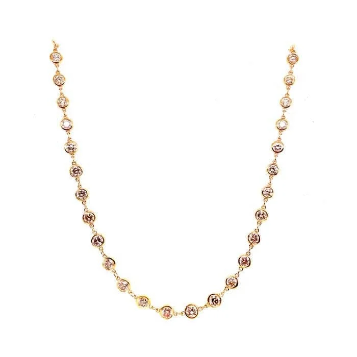 women's geometric pendant necklaces -Mountz Collection 6.5CTW 20" Diamonds by the Yard Necklace in 14K Yellow Gold