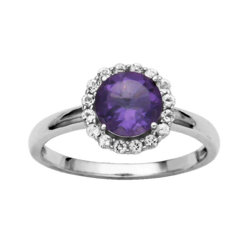 women's wedding sets with diamonds -Sterling Silver Amethyst and White Topaz Ring