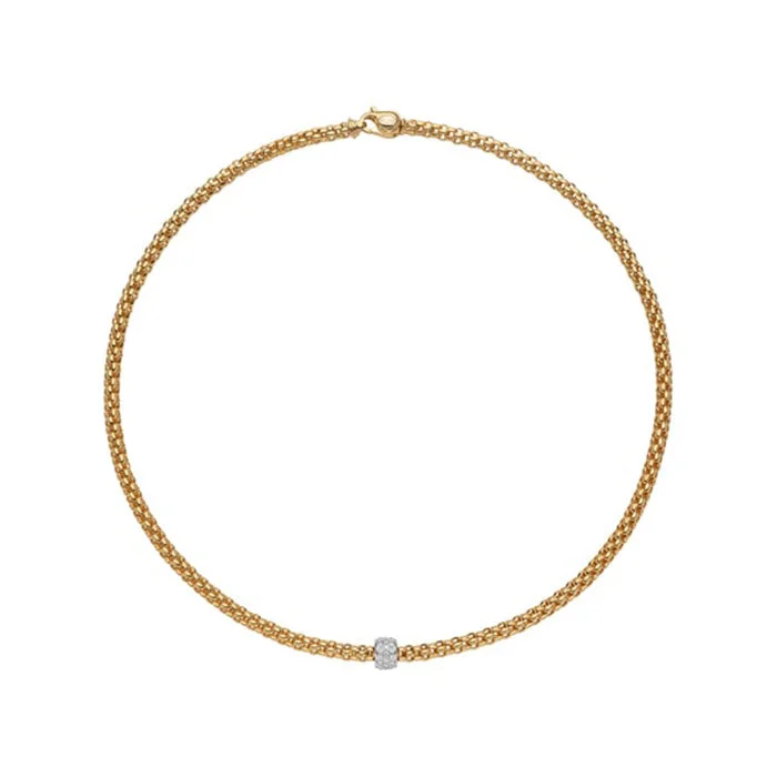 women's everyday necklaces -FOPE Solo Collection Flexible Rope Necklace with Diamonds in 18K Yellow & White Gold