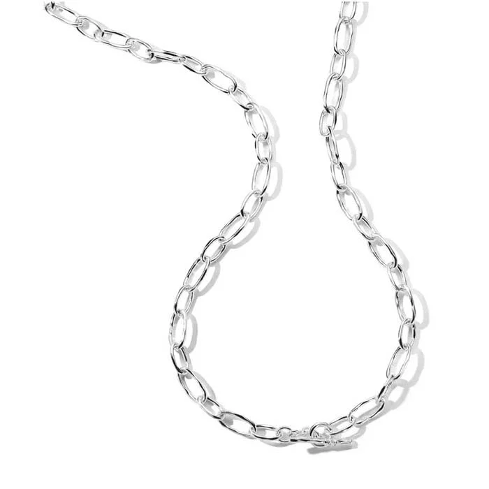 women's rustic style necklaces -Ippolita 35" Classico Faceted Oval Link Necklace in Sterling Silver