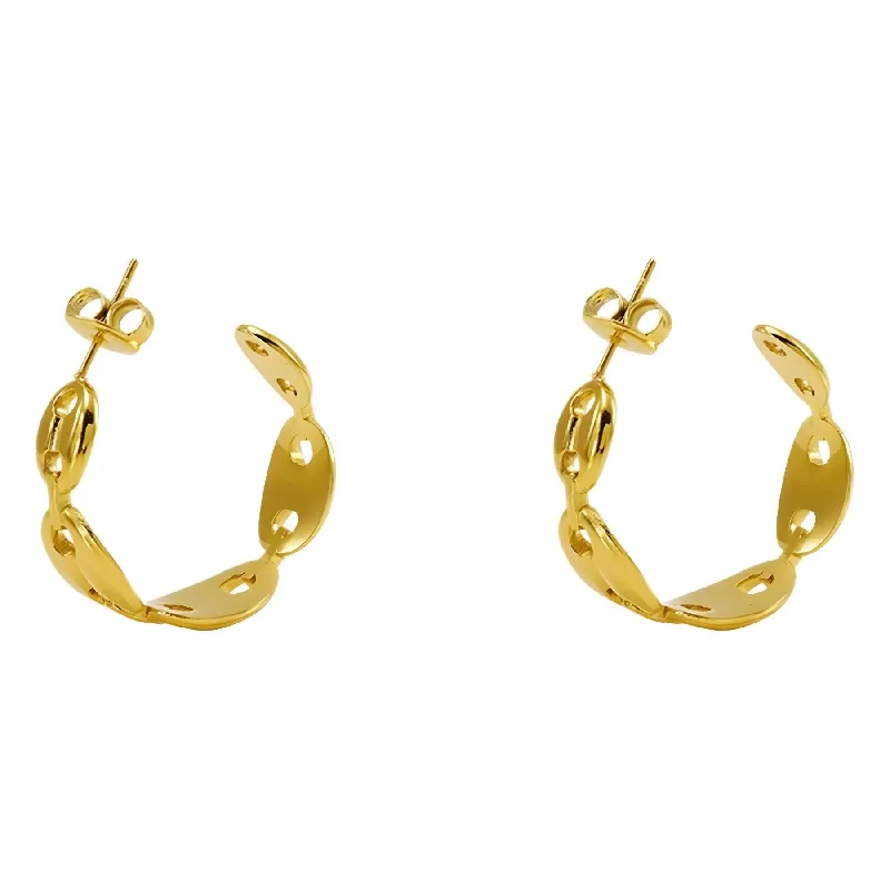 women's gold earrings -Elegant Gold Chain-Link Hoop Earrings – Trendy Fashion Statement