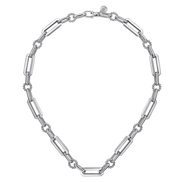 women's eco-friendly necklaces -Gabriel & Co 17" Bujukan Paper Clip Chain Necklace in Sterling Silver