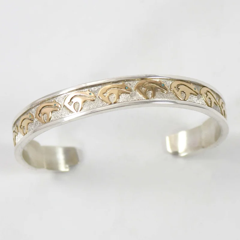 women's silver bangles -Gold and Silver Bear Cuff