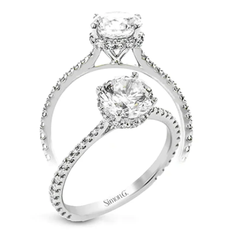 women's infinity rings -Simon G. 18k Round-Cut Hidden Halo Engagment Ring with Diamonds